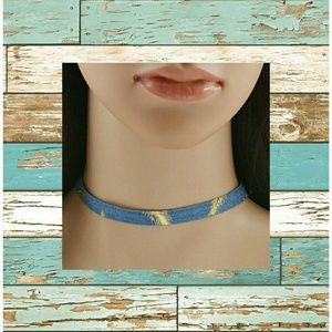 Gold & Denim Choker